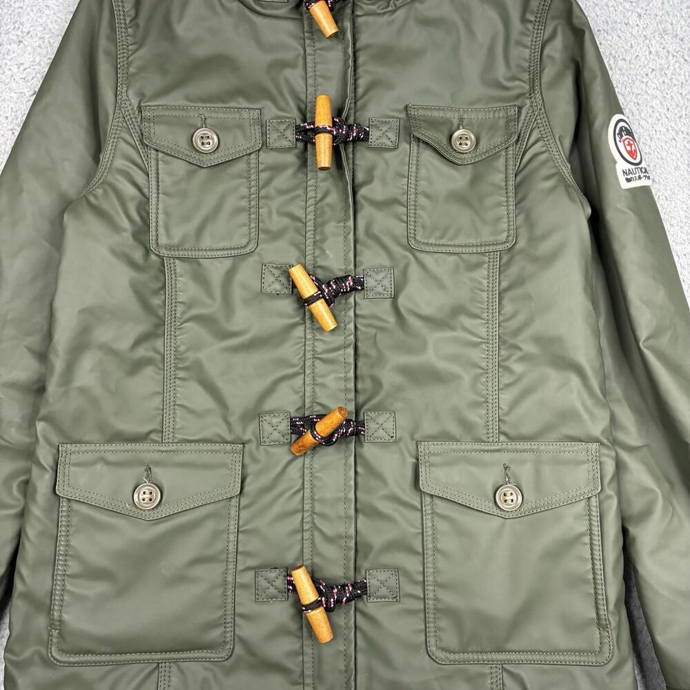 Superdry Green Toggle Duffle Jacket Women's Small Hooded Lined Utility Coat - Picture 4 of 15